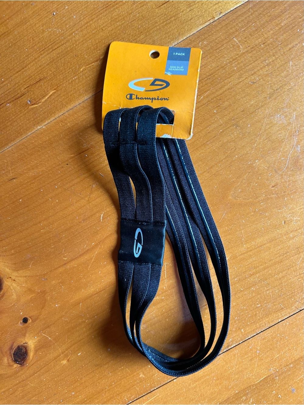Champion Black Elastic Sports Tri Headband